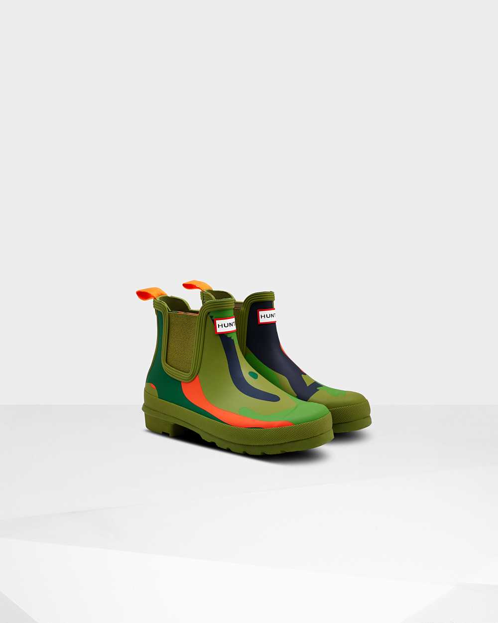 Hunter Original Rockpool Camo Women's Chelsea Boots NZ-33907V Green Camo